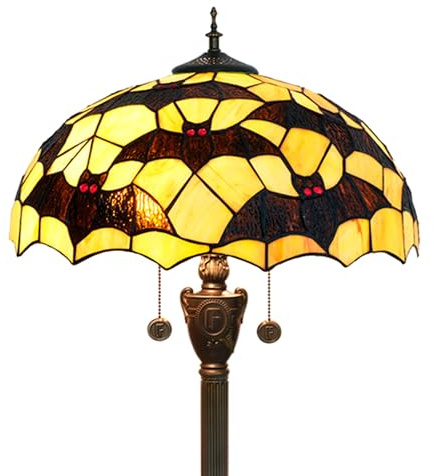 NUODITOS Tiffany Schwarz Fledermäuse Stehlampe Glasmalerei Lampe für Wohnzimmer Schlafzimmer Büro Helle Beleuchtung Rustikale Ecke Dekor Stehend Hoch Einzigartig Vintage Lesen Ästhetisches Licht