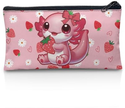 Wnbucioht Trousse à crayons personnalisée pour l'école et les enfants - Pour garçons et filles, Axolotl Fraise, Taille unique, Organiseur de sac