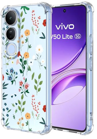 YUXING Transparente Funda para Vivo V50 Lite 5G/4G - Diseño de Patrón Fresco Lindo Golpes Protección Carcasa Delgado TPU Suave Prueba Case (Flower Art)
