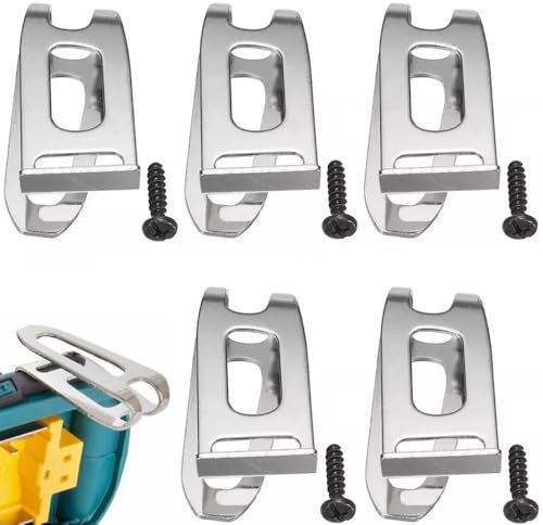 BAAQII 5 Pcs Replacement Stainless Steel Belt Clip Hooks & Screw Parts for Makita 18V LXT Cordless Drill Impact Driver Bit Holder Accessory