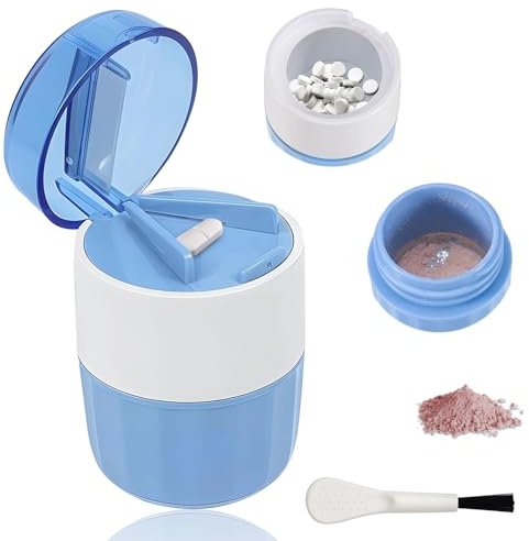 3 en 1 Broyeur à Comprimés, Coupe Medicaments, Tablet Storage, Ecrasseur Medicament, Pilulier Broyeur Manuel en acier inoxydable, pour Agées, Enfants