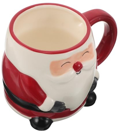LABRIMP Taza de Cerámica Navidad con Diseño de Papá Noel Pintada Mano Taza para Café Té y Caliente Regalo Festivo para Adultos
