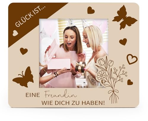 Wryzorix Beste Freundin Weihnachtsgeschenke,Magnetischer Holz Bilderrahmen für Freundin,Perfektes Foto und Dankeschön,Geschenk für Geburtstag Weihnachten Jahrestag,Gemeinsames Bild,9x9 cm Foto