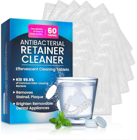 60 Pièces Efficace Nettoyant Gouttiere Dentaire,Tablettes pour Nettoyage Dentier,Nettoyant Gouttiere Dentaire pour Appareils Orthodontiques et gouttières,nettoyage quotidien
