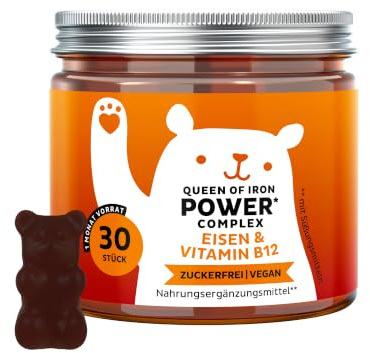 Bears with Benefits - Gominolas Hierro - Energía & Vitalidad - 30 unidades | Queen of Iron Power Complex - Hierro, Vitamina B12, C, B6, Tiamina, Yodo - Cura de 1 mes - Sin Azúcar, Vegano