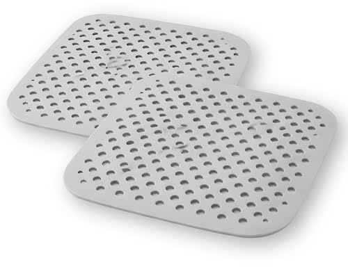 2 Griglia in Silicone Alimentare 20x20 cm per Friggitrice ad Aria – Set 2 Pezzi Riutilizzabili, Tappetino Forato Antiaderente, Resistente al Calore, Lavabile in Lavastoviglie – Accessori Air Fryer