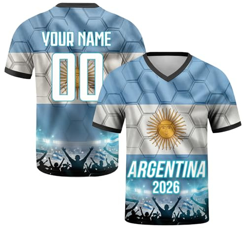 Generico Maglia Calcio Personalizzabile con Nome e Numero per Coppa del Mondo 2026, Taglie Uomo Donna Bambino