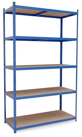 BELKO® Schwerlastregal C225 Blau, 200x120x50 cm, Breitspannregal, XXL Lagerregal & Kellerregal, Metallregal mit 5 Böden, Steckregal bis 900kg belastbar (180kg pro Ebene)