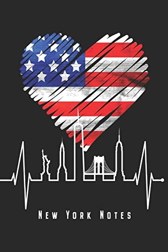 New York Notes: New York Notizbuch Herzschlag Skyline Stars & Stripes Planer Tagebuch Schreibheft - Geschenk Für USA & NYC Fans (15,2 x 22.9 cm, 6 x ... Geschenkidee Zum Geburtstag & Zu Weihnachten