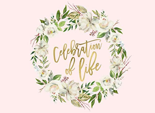 Celebration Of Life: White Floral On Pink Blush Funeral And Memorial Service Guest Book