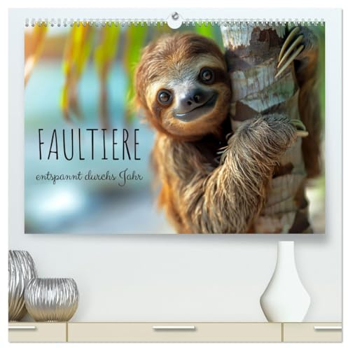 Faultiere - entspannt durchs Jahr (hochwertiger Premium Wandkalender 2026 DIN A2 quer), Kunstdruck in Hochglanz: Zur Ruhe kommen und den Alltag entschleunigen. (CALVENDO Tiere)