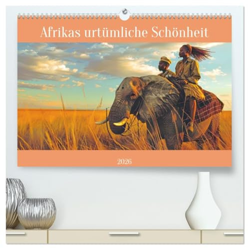 Afrikas urtümliche Schönheit (hochwertiger Premium Wandkalender 2026 DIN A2 quer), Kunstdruck in Hochglanz: Magisches Afrika in KI-Bildern (CALVENDO Orte)