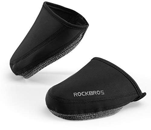 ROCKBROS Cycling Shoe Covers Thermal Shoes Toe Cover Windproof Half Shoecover Water-Resistant for Mountain Road Cycling Shoes Black