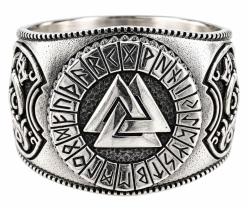 Kiss of Leather Ring Wotansknoten Valknut aus 925 Sterling Silber, Gr. 52-74