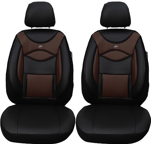 Maß Sitzbezüge Kunstleder für Auto Sitze kompatibel mit Audi Q3 F3 2018 Fahrer und Beifahrer Schonbezüge Sitzschoner Sitzbezug FB:D103 (Schwarz/Braun)