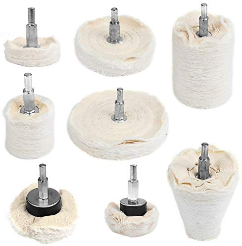 WiMas 8Pcs Polierscheibe aus Baumwolle, Polishing Buffing Pad, Polier Wheel Für Manifold Edelstahl Chrom Aluminium Schmuck Holz usw
