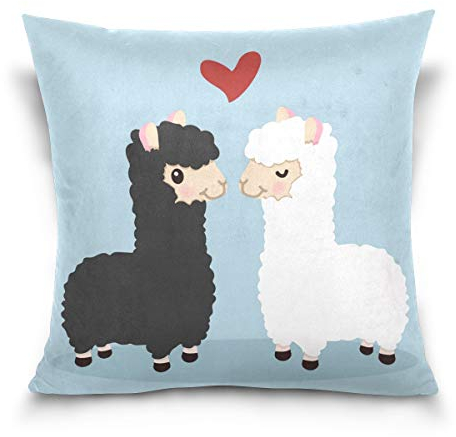 Linomo Kissenbezug 40x40 cm, Süß Lama Alpaka Dekorative Kissenbezug Kissenhülle für Couch Sofa Bett Hause