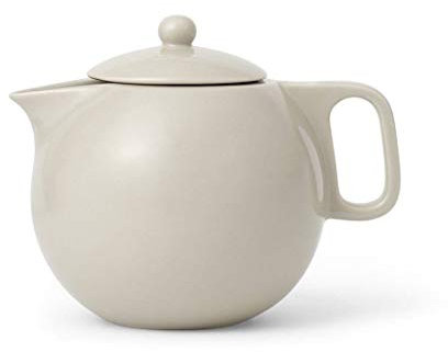 Viva Scandinavia Théière en porcelaine, avec couvercle et infuseur thé, thé en vrac, thé à feuilles, bec anti-gouttes, 1.0 L, Beige V76041
