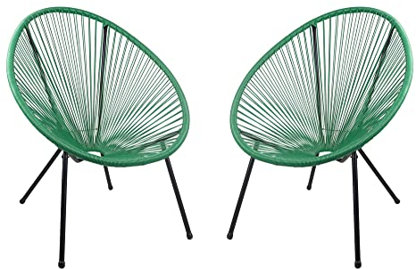 2 Stück Gartensessel Relaxsessel DALIDA Grün im Acapulco Style