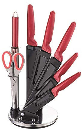 Michelino Messer-Set 8-teilig inkl. Acrylständer Messerblock Rot