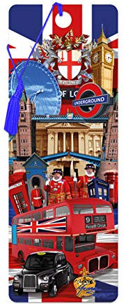 3D LiveLife Lesezeichen - Besuch in London von Deluxebase. Ein Londoner Lesezeichen mit linsenförmigen 3D-Kunstwerken, lizenziert von dem bekannten Künstler Michael Searle