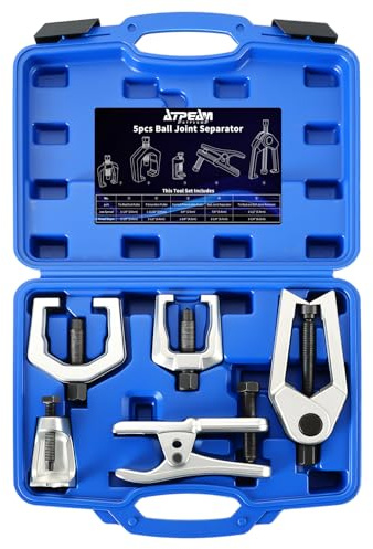 ATPEAM Kugelgelenk Abzieher 5tlg Set, Traggelenk Spurstangenkopf Werkzeug | 5-teiliges Universal-Set für Fahrwerk, Kugelgelenkausdrücker Spannbereich 50 mm, geschmiedet verzinkt Sechskant 17 mm