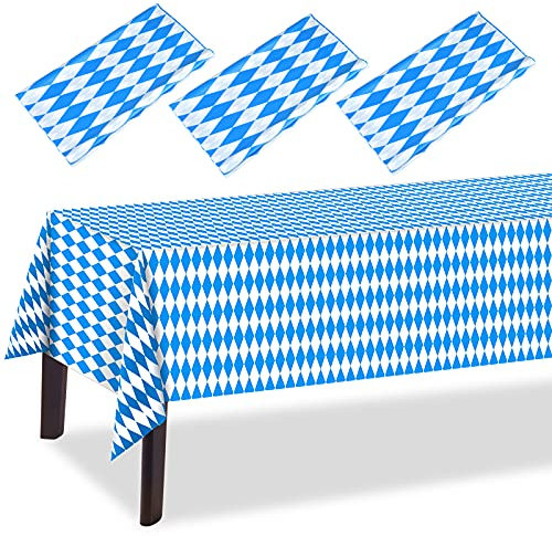 ELECLAND 3-teilige Oktoberfest-Tischdecke, 137 x 274 cm, Oktoberfest-Bayern-Flagge, kariert, Blaue Tischdecke für Party-Dekorationen mit Oktoberfest-Motto