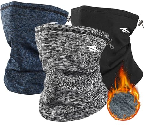 Zollen 4/3/1 Pack Neck Warmer Multi-Functional Windproof Neck Gaiter Snood for Men Women Face Tube Scarf Headwear