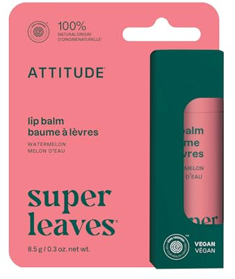 ATTITUDE Plastic-free Lip Balm, EWG Verified Plant- and Mineral-Based Ingredients, Vegan, Watermelon, 8.5 g