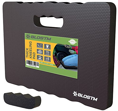 BLOSTM Extra Dicker Garten Kniekissen - Großer Schwarzer Schaumstoff-Kniebrett, Wasserabweisender Kniepolster Garten mit 2 Texturen, Schaumstoff Unterlage für Arbeit, Yoga, Gartenarbeit, Babybad