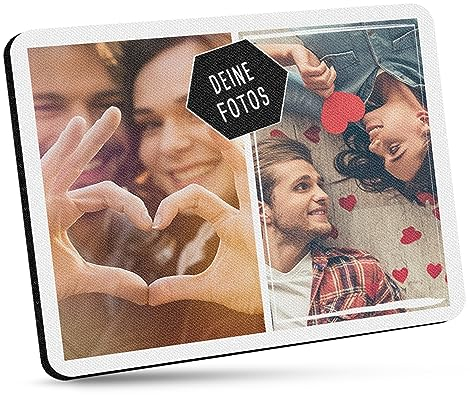 Mousepad selbst gestalten - Bedrucktes Mauspad mit Zwei Fotos Personalisieren für Freunde und Kollegen - 23 x 19 cm, 5mm stark | Personalisierbares Fotogeschenk