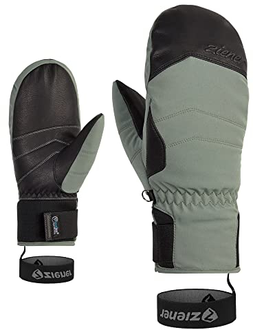Ziener Damen Kalea Ski-Fäustling/Wintersport | wasserdicht extra warm Wolle, green mud, 8
