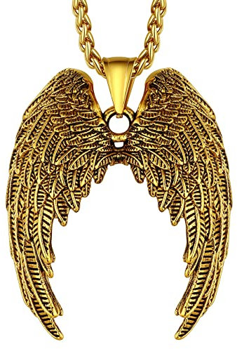 Richsteel Bisuteria Alas Angel Colgante Retro para Motero, Angel Wings Necklace