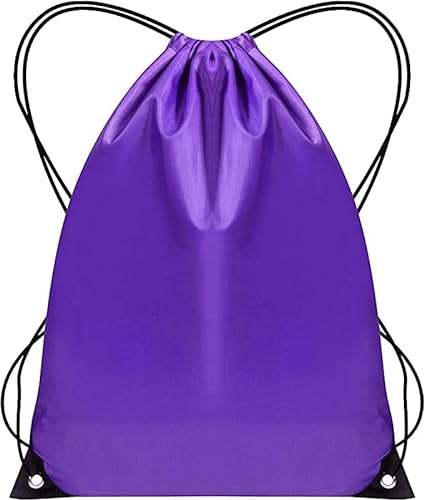 WFX Turnbeutel mit Kordelzug, 2 Stück und 1 Stringbeutel, Turnbeutel, Rucksack aus Polyethylen für Damen und Herren, Trainer, Schwimmtasche, Reisen, Strand, Schule, Urlaub, (Lila Einzel stück)