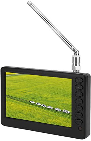 TV Portátil de 5 Pulgadas, Monitor LCD 1080P Sintonizador Digital Integrado, Mini TV Alimentado, Ranura para Tarjeta USB/TF, Compatible con TV Analógica, TV Digital, ATV, Radio FM