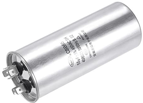 YOKIVE Exécutez Condensateur CBB65, Ovale Exécutez Démarrez Condensateur avec Borne Idéal pour HVAC, Climatiseurs, Pompes à chaleur (Argent, 55uF 55mfd 450V AC 40/85/21)
