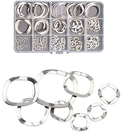 BOUACOUA 145 Pezzi Set di Rondella Elastica a Molla in Acciaio Inox Rondella Ondulata M3, M4, M5, M6, M8, M10, M12, M16, M19, M23, M25, M27
