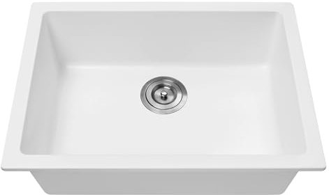 Kitchen Sink Undermount Enbol 24 Granite Composite White Kitchen Sink Single Bowl for Laundry Room 2418-W