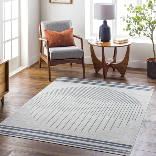 Livabliss Enso Bratislava Machine Washable Design – Living Room 200x275 cm, Bedroom Kitchen Use, Vintage Boho Oriental Style, Easy Care, Light Grey Cream Blue Anthracite