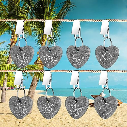 Tischdeckenbeschwerer,12 Stück Tischdeckenbeschwerer aus Naturstein,Tischdeckenbeschwerer Herz,Tischdeckenhalter Draußen mit Klammer,Tischdecke Beschwerer für Draußen,Picknicks,Partys,Hochzeiten