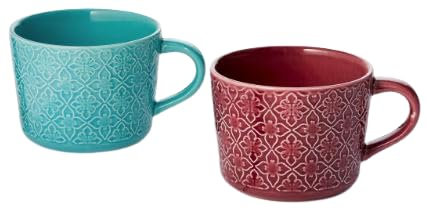 Cha Cult teemando® Becher Karima Keramik mit Relief, 2-fach sortiert 0,25 l H 7,5 cm, Ø 9,5 cm