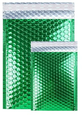 50 Stück goldene/lila/rote Luftpolstertaschen für Versandtaschen, Folienversand, gepolsterte wasserdichte Verpackungsbeutel, verdickte Briefumschläge, Beutel, Grün, 15 x 20 cm, 50 Stück-Beutel