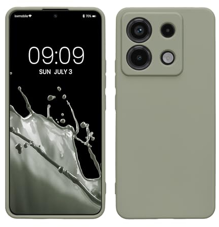 kwmobile Hülle kompatibel mit Xiaomi Redmi Note 13 Pro 5G / Poco X6 5G Hülle - weiches TPU Silikon Case - Cover geeignet für kabelloses Laden - Graugrün