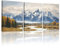 MHARTK66 Blauer Schneeberg Wandbilder Schlafzimmer, Aquarell Goldener Rasen Wald Leinwand Bilder Set Wohnzimmer, Natur Fluss Landschafts Bilde Aesthetic, Modern Wandeko Wandkunst Badezimmer Flur Büro