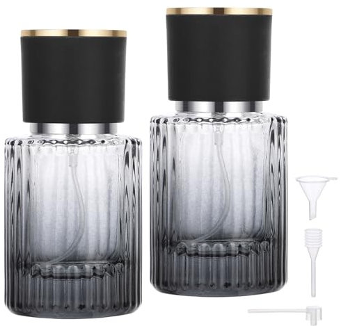 Segbeauty Dispensador Perfume Viaje, 2 Piezas 30ml Atomizador Perfume, Portátil y Reutilizable, Pulverizador Colonia de Vidrio, para Citas, Fiestas (Negro Gradiente)