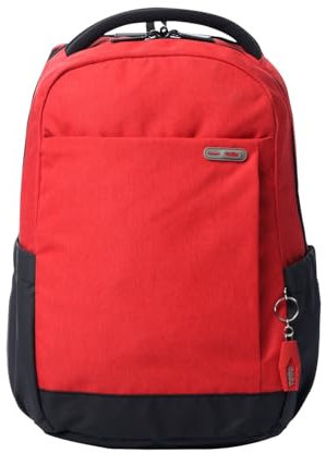 TOTTO - Mochila Oficina, Modelo Deleg 2.0, Mochila Portátil 14 Pulgadas y Tablet, 2 Bolsillos Botella, Bolsillo Secreto, Correa para Colgar en Maleta, Espaldar Ergonómico, Color Molten Lava Rojo