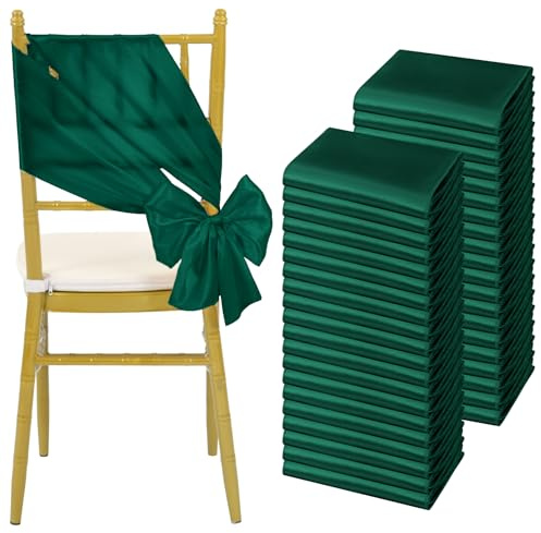60 Stück Satin-Stuhlschärpen, Schleifen, universeller Stuhlbezug, dunkelgrüne Schärpen, Stuhlschärpen für Hochzeitsempfang, Bankette, Partys, Hotelveranstaltungen, Stuhldekoration (17 x 200 cm)