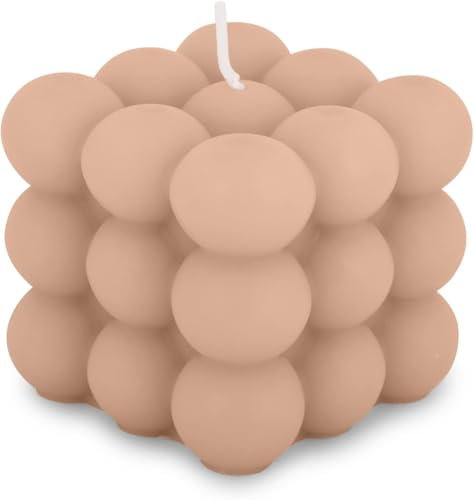 pajoma® Bubble Kerze, Nude 2-Set | Candle aus 20% Soy Wax + 80% Paraffin | Brenndauer ca. 25 Stunden - H 6 cm Ø 6 cm, 160 g Wachsgewicht | Äshetische Sojawachs Candle für Wohnkultur