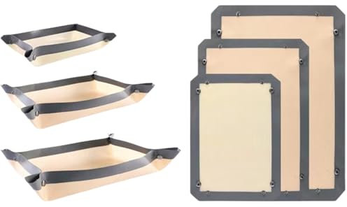 3er-Set Wiederverwendbare Silikon-Backmatten – Größen XL, M, S – Antihaftbeschichtet, Mit Faltbaren Rändern & Druckknöpfen – Für Ofen, Heißluftfritteuse & Grill – Kein Auslaufen
