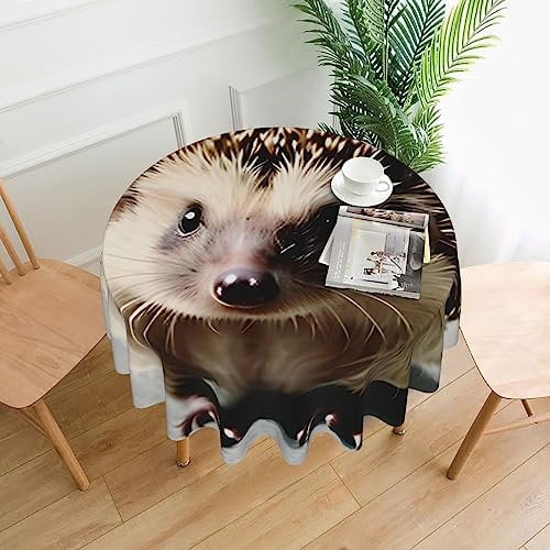 RQMPHUGNCF Niedliche Igel-Tischdecke, elegant, rund, dekorativ, für Zuhause, Küche, Esszimmer, Party, 152,4 cm